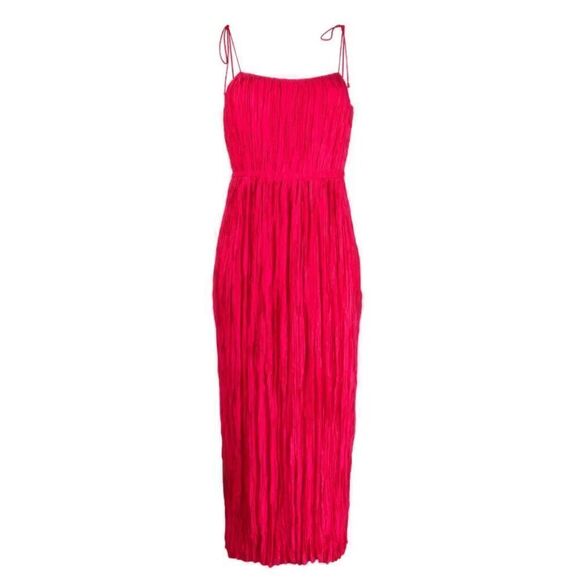 Ulla Johnson ruched tie-strap maxi dress in Hot Pink NWT Size 10 - Picture 1 of 10